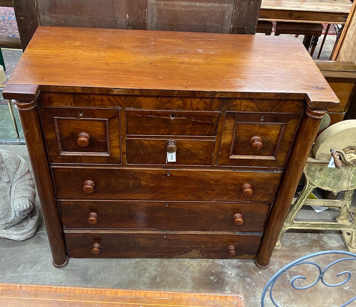 A mid Victorian mahogany chest, width 125cm, depth 60cm, height 113cm